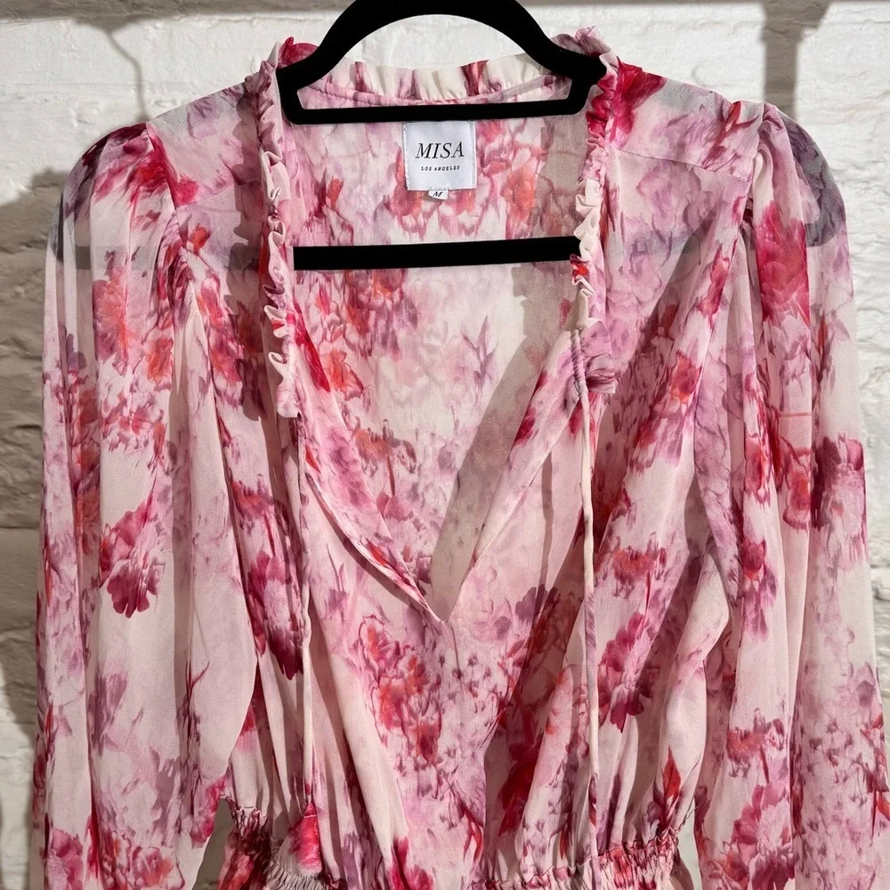 Misa Los Angeles Lorena Dress in Abstract Rose Flora - Picture 11 of 12